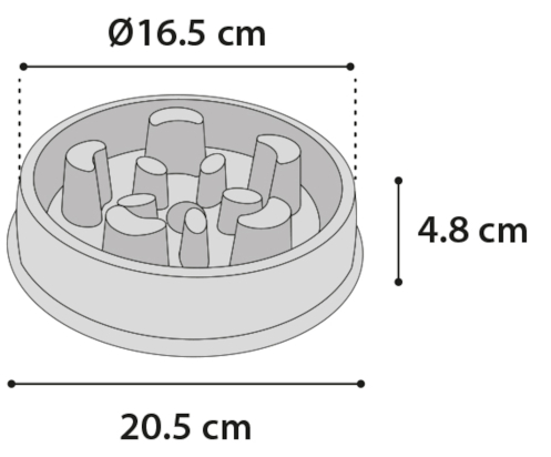 Gamelle pour la nourriture Slow feeder Baba Rond Gris