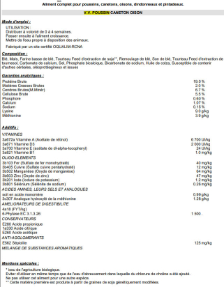VV POUSSIN CANETON OISON 25KG
