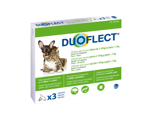 DUOFLECT® solution pour spot-on pour chiens de 2-10 kg et chats >5 kg - 3 pipettes