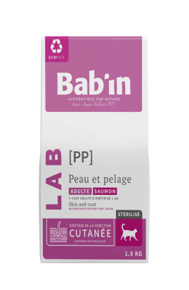 BAB'IN LAB CHAT ADULTE PEAU & PELAGE 1.5 KG