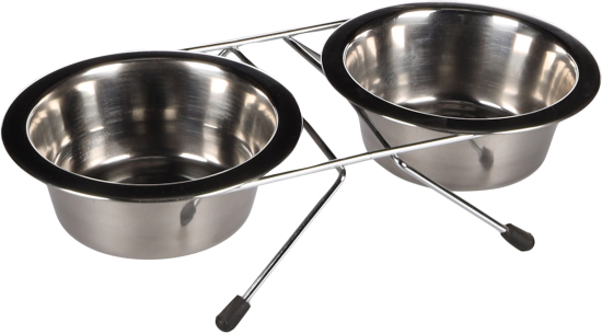 Gamelle pour la nourriture et l'eau Duo dinner support Arjun Argent