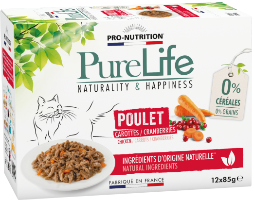 Pure Life au poulet carottes/cranberries, sans Céréales, sans Céréales - 12x85g