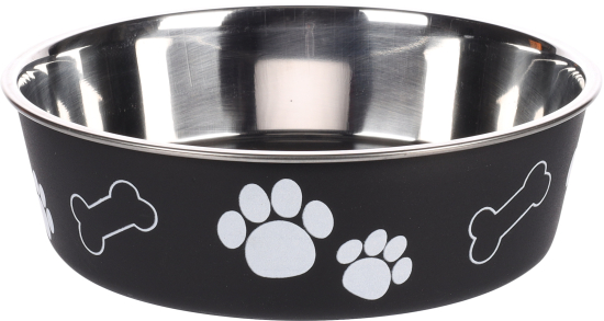 Gamelle pour la nourriture et l'eau Kena Rond Noir & Argent