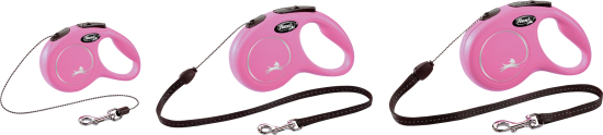 Flexi Laisse à enrouleur New Classic Cord Rose