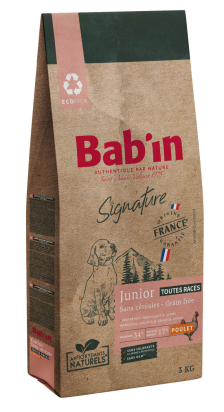 BAB'IN SIGNATURE SANS CEREALES JUNIOR POULET (tte race) 3 KG