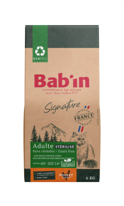 BAB'IN SIGNATURE CHAT ADULTE STERILISE SANS CEREALES POULET & TRUITE 6 KG