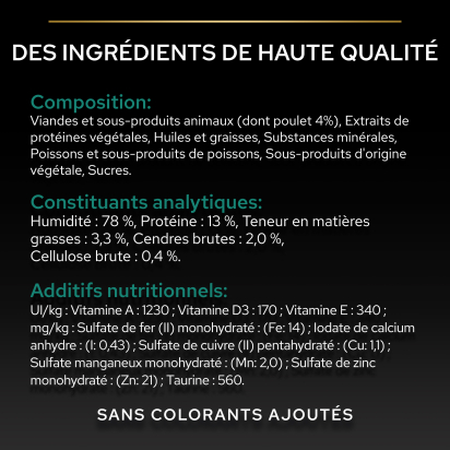 PRO PLAN POUR CHAT ADULTE STERILISE NOURRITURE HUMIDE POULET - POCHONS 10 X 85G