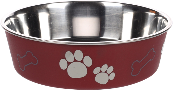 Gamelle pour la nourriture et l'eau Kena Rond Bordeaux & Argent