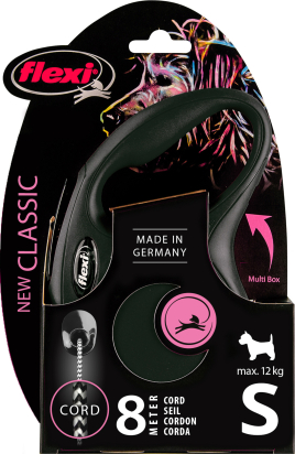 Flexi Laisse à enrouleur New Classic Cord Noir