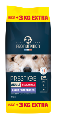 PRESTIGE CHIEN ADULT MEDIUM MAXI LIGHT STERILISED 15KG+3KG