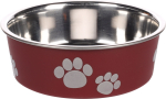 Gamelle pour la nourriture et l'eau Kena Rond Bordeaux & Argent