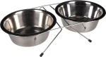 Gamelle pour la nourriture et l'eau Duo dinner support Arjun Argent