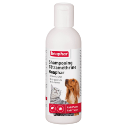 Shampooing Tétraméthrine Beaphar, anti-puces et tiques  - 200 ml