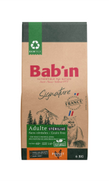 BAB'IN SIGNATURE CHAT ADULTE STERILISE SANS CEREALES POULET & TRUITE 6 KG