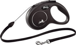 Flexi Laisse à enrouleur New Classic Corde Noir, Small- 5 mètres