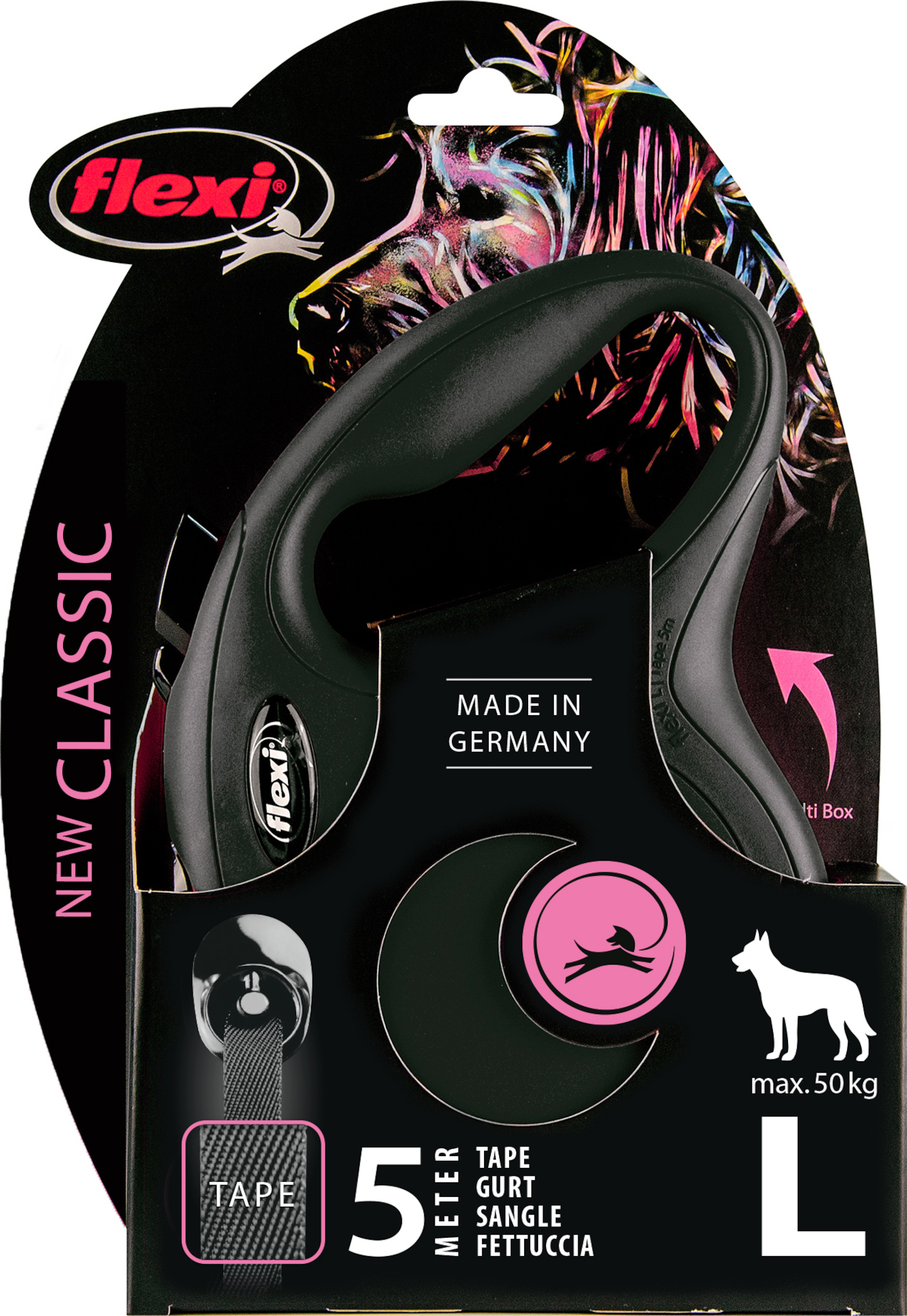 Flexi Laisse à enrouleur New Classic Tape Noir