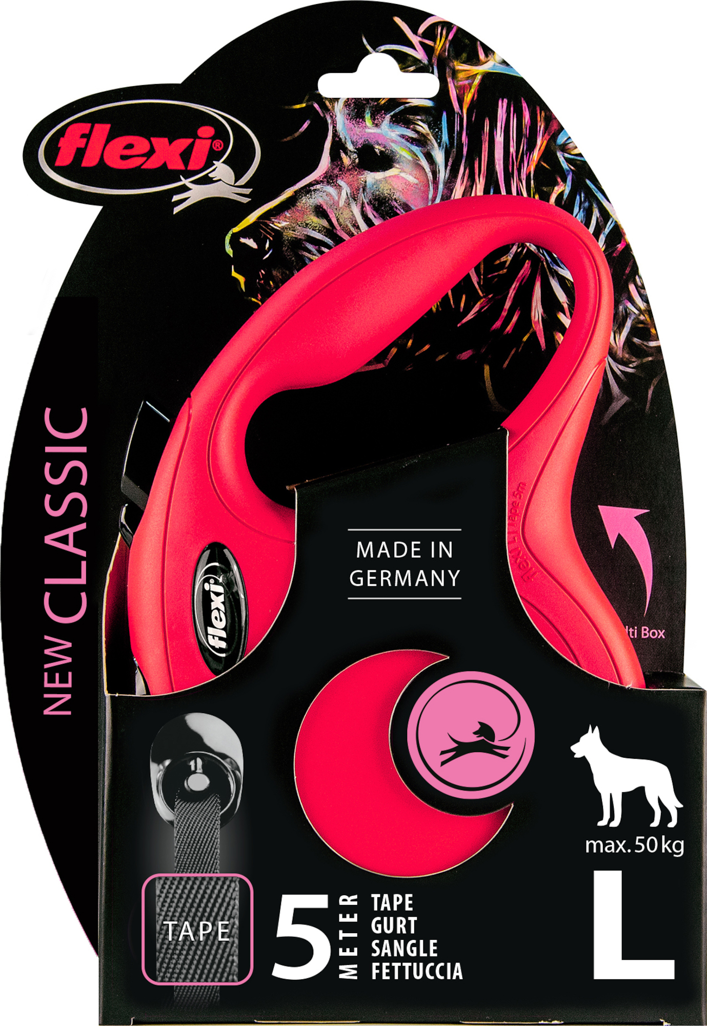 Flexi Laisse à enrouleur New Classic Tape Rouge