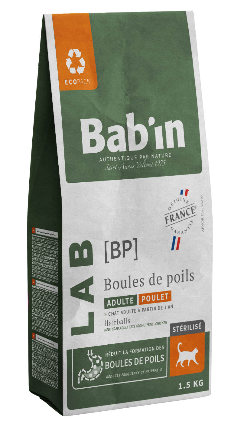 BAB'IN LAB CHAT ADULTE CONTROLE DES BOULES DE POIL 1.5 KG