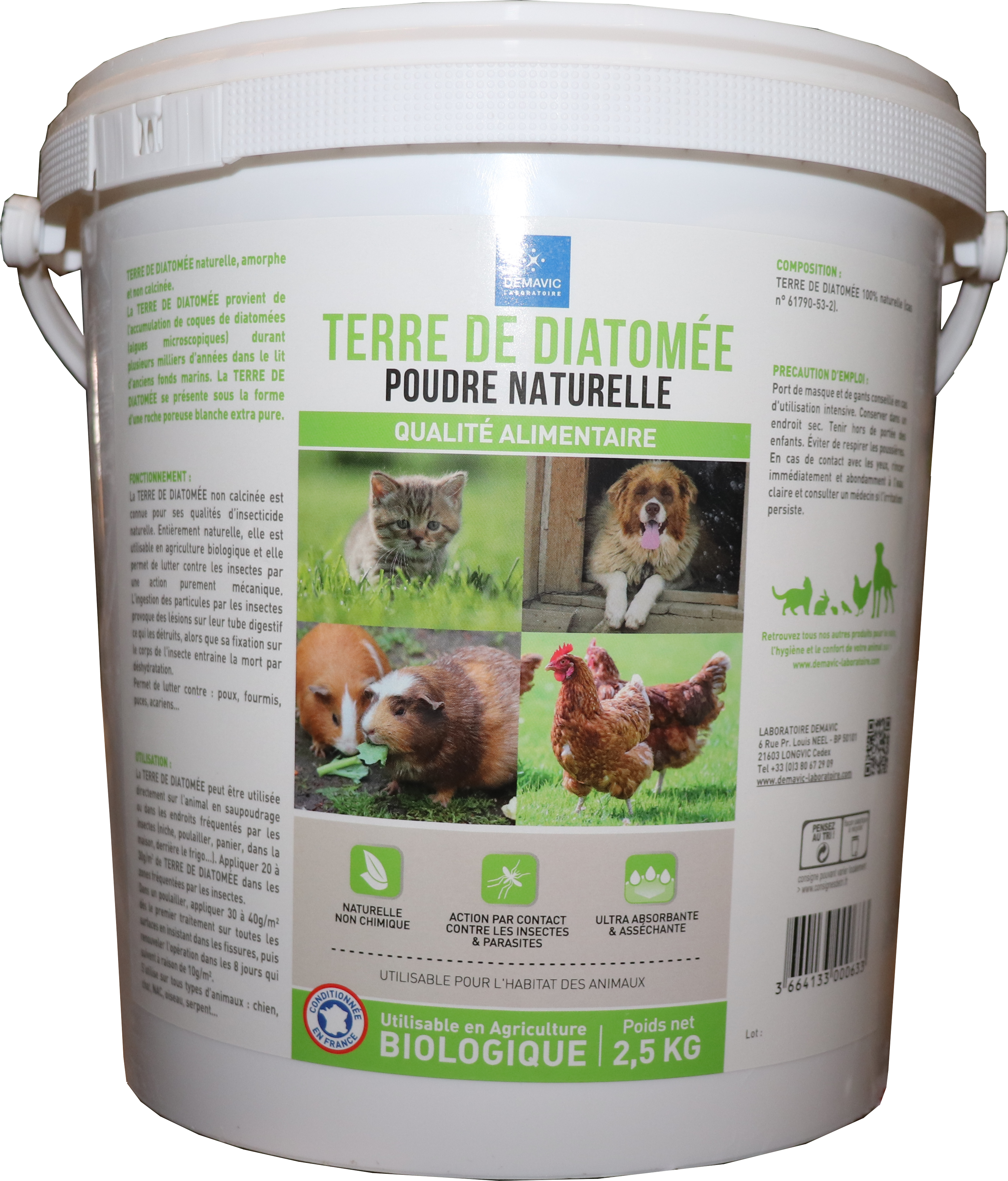 Sanitomée- Terre de diatomée - poudre -  seau  2,5kg