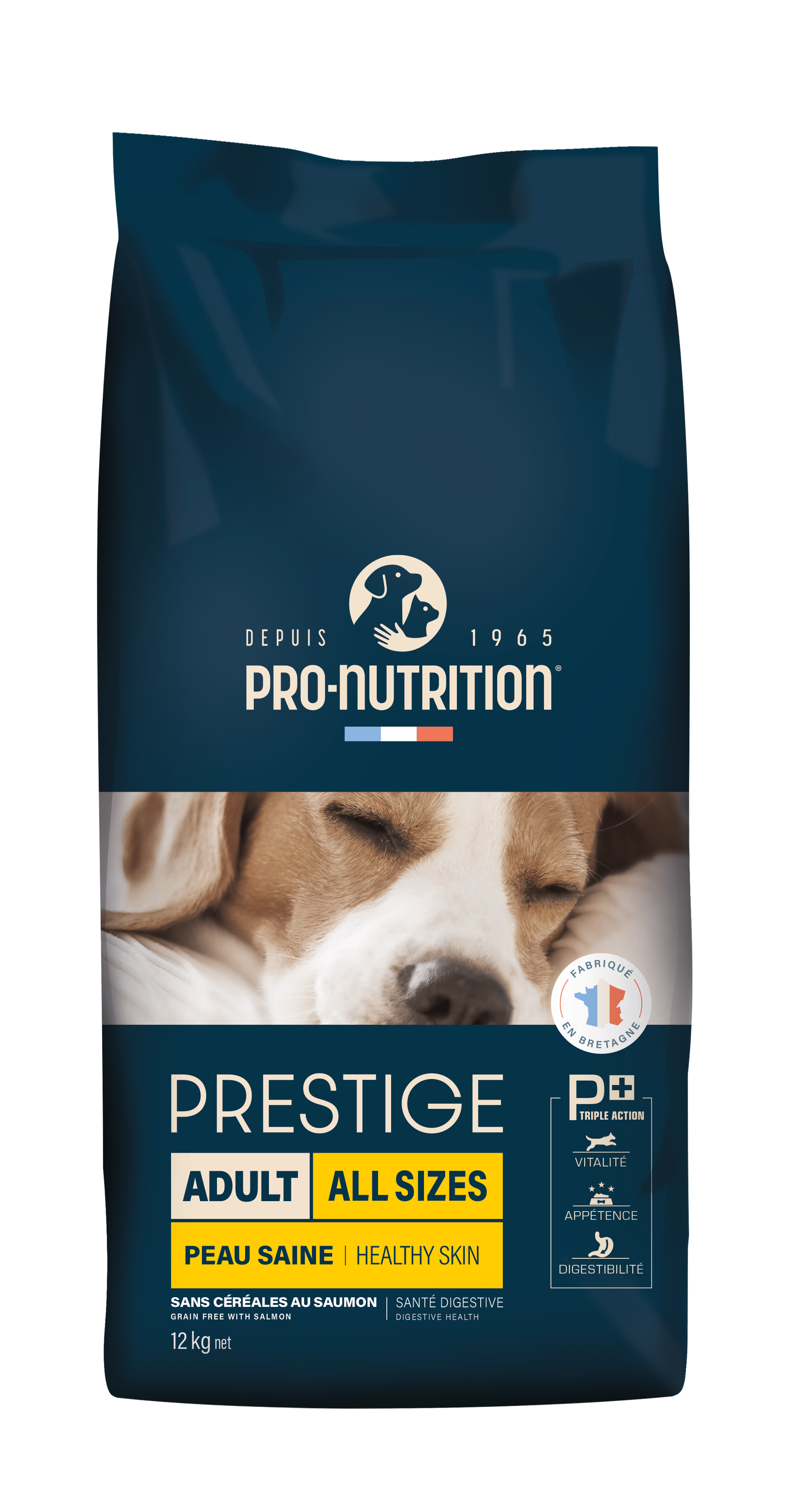 PRESTIGE CHIEN ADULT ALL SIZES - HEALTHY SKIN SANS CEREALES AU SAUMON 12KG