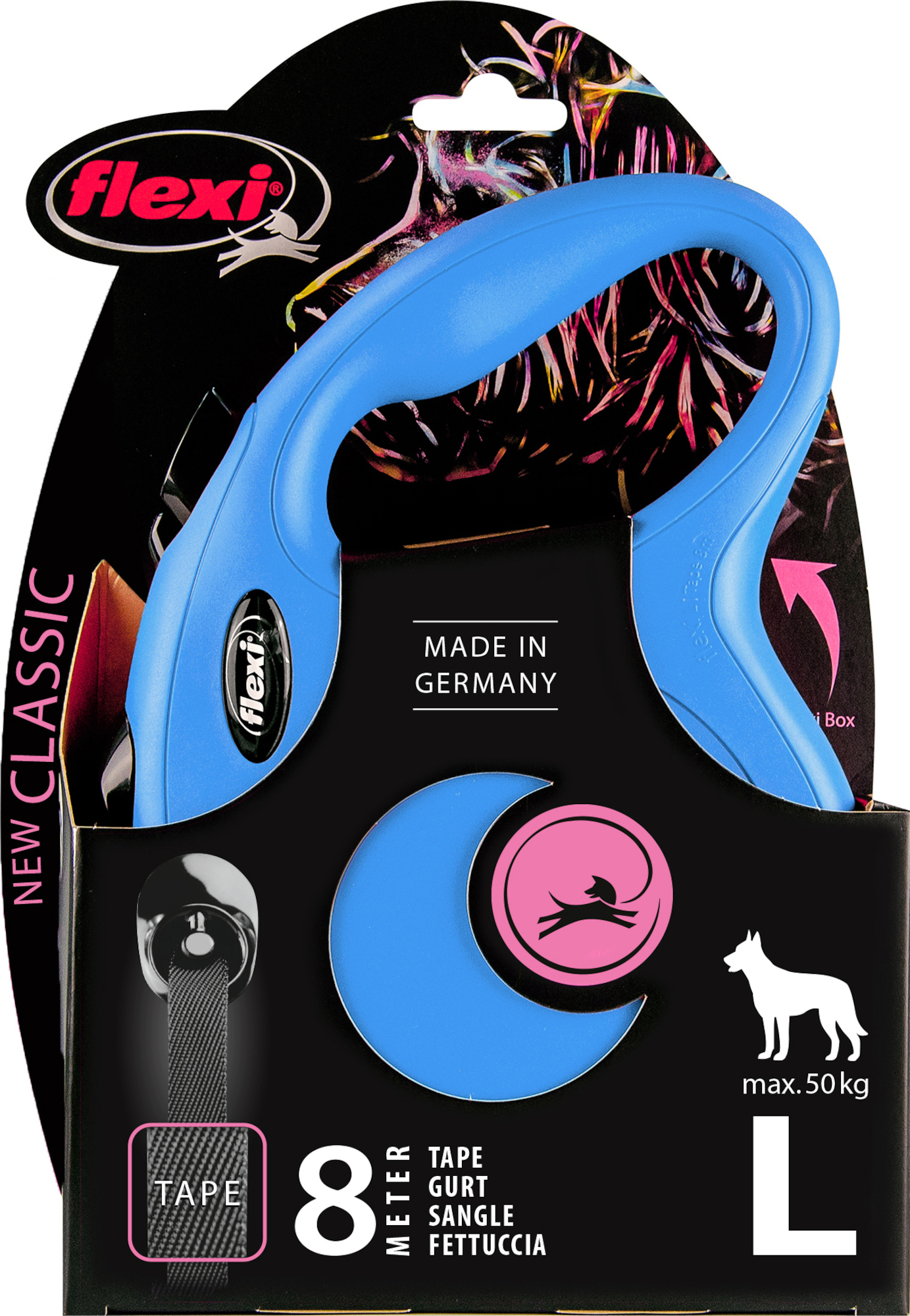 Flexi Laisse à enrouleur New Classic Tape Bleu