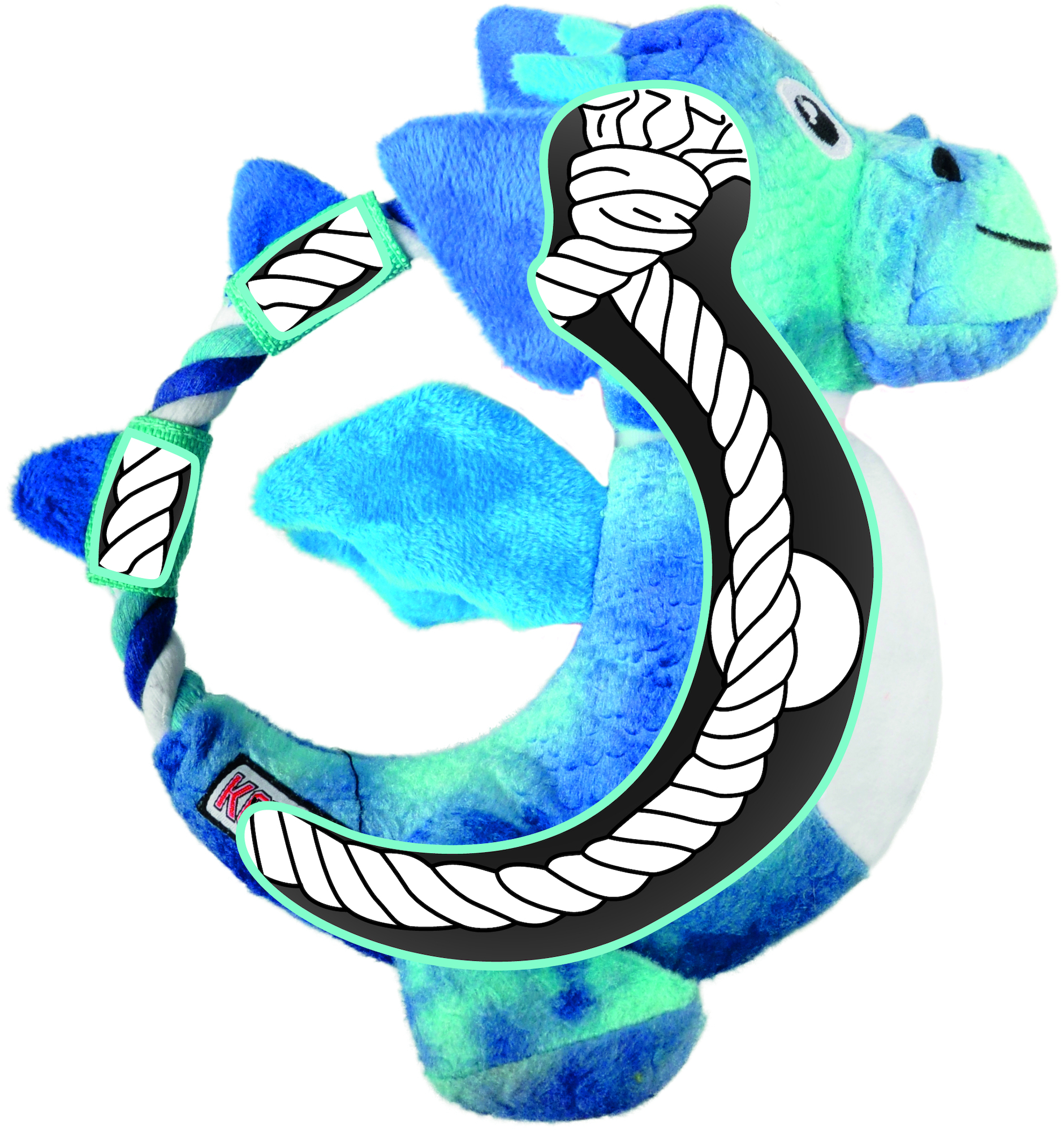 Kong® Jouet Knots Plusieurs couleurs Dragon