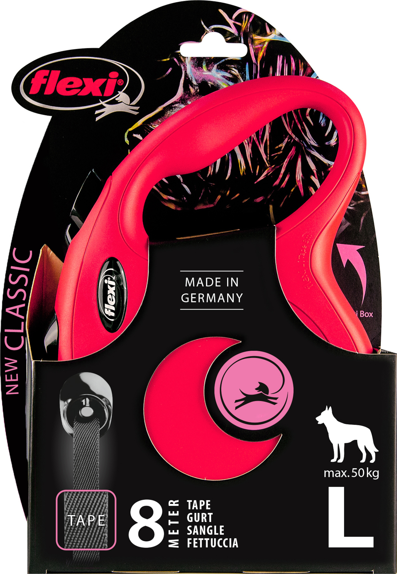 Flexi Laisse à enrouleur New Classic Tape Rouge