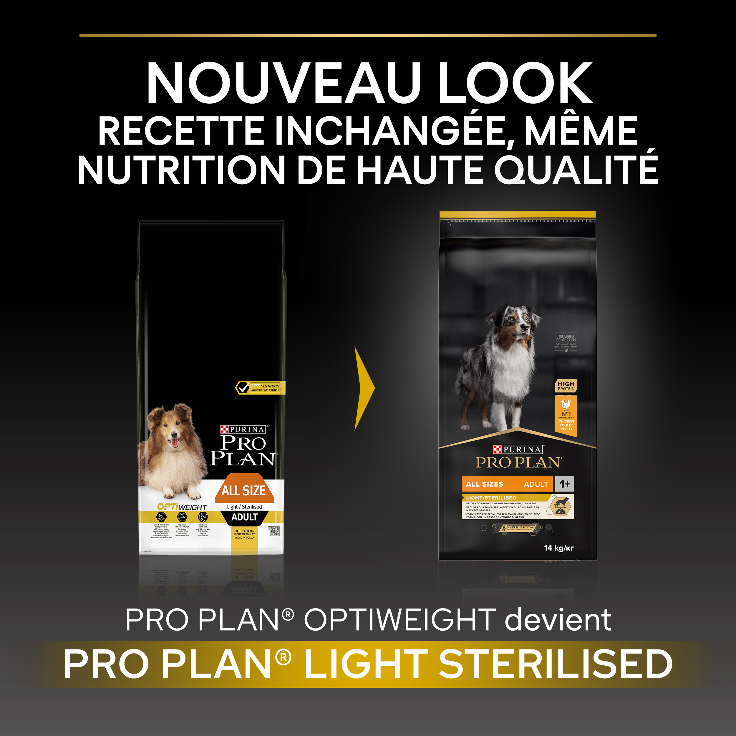 PRO PLAN Chien All Sizes Adult Light/Sterilised Poulet 14KG