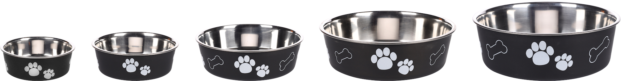 Gamelle pour la nourriture et l'eau Kena Rond Noir & Argent