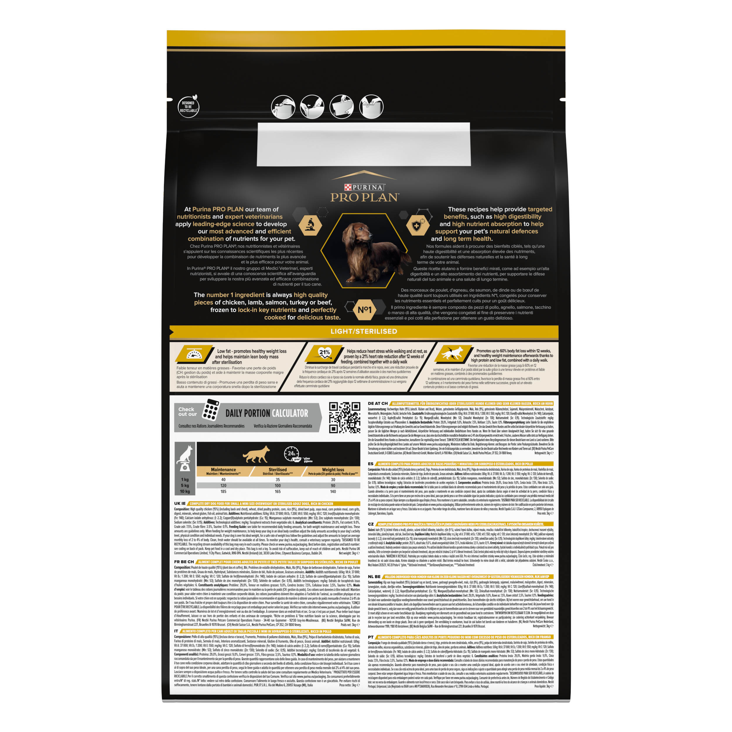 PRO PLAN Chien Small&Mini Adult Light Sterilised Poulet 3KG