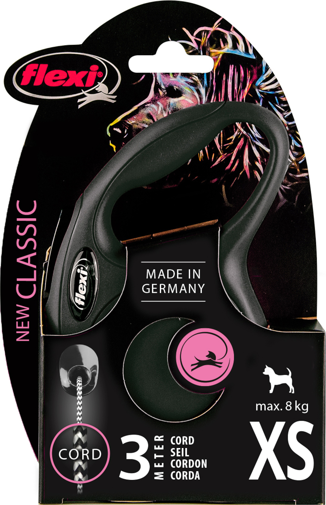 Flexi Laisse à enrouleur New Classic Cord Noir