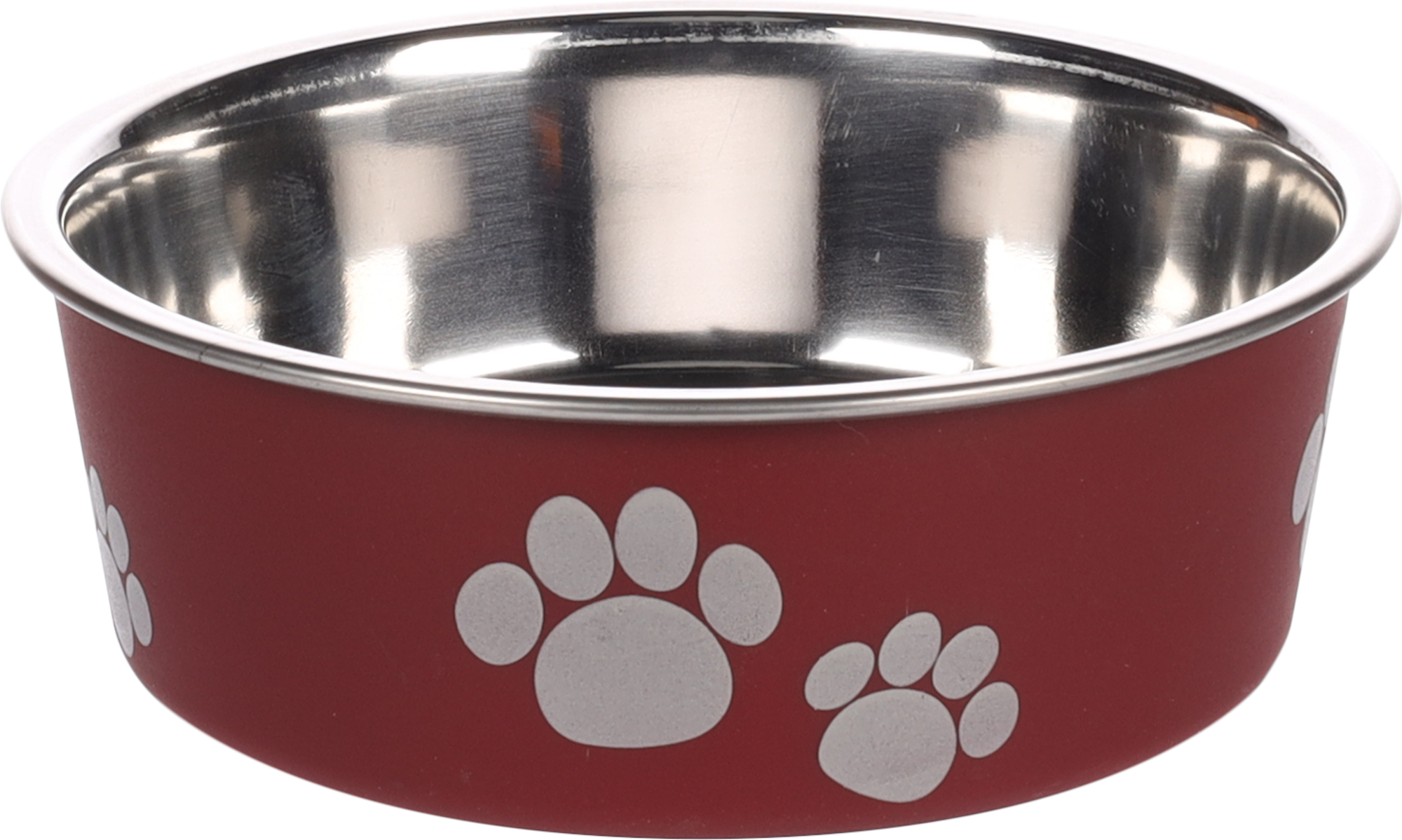Gamelle pour la nourriture et l'eau Kena Rond Bordeaux & Argent