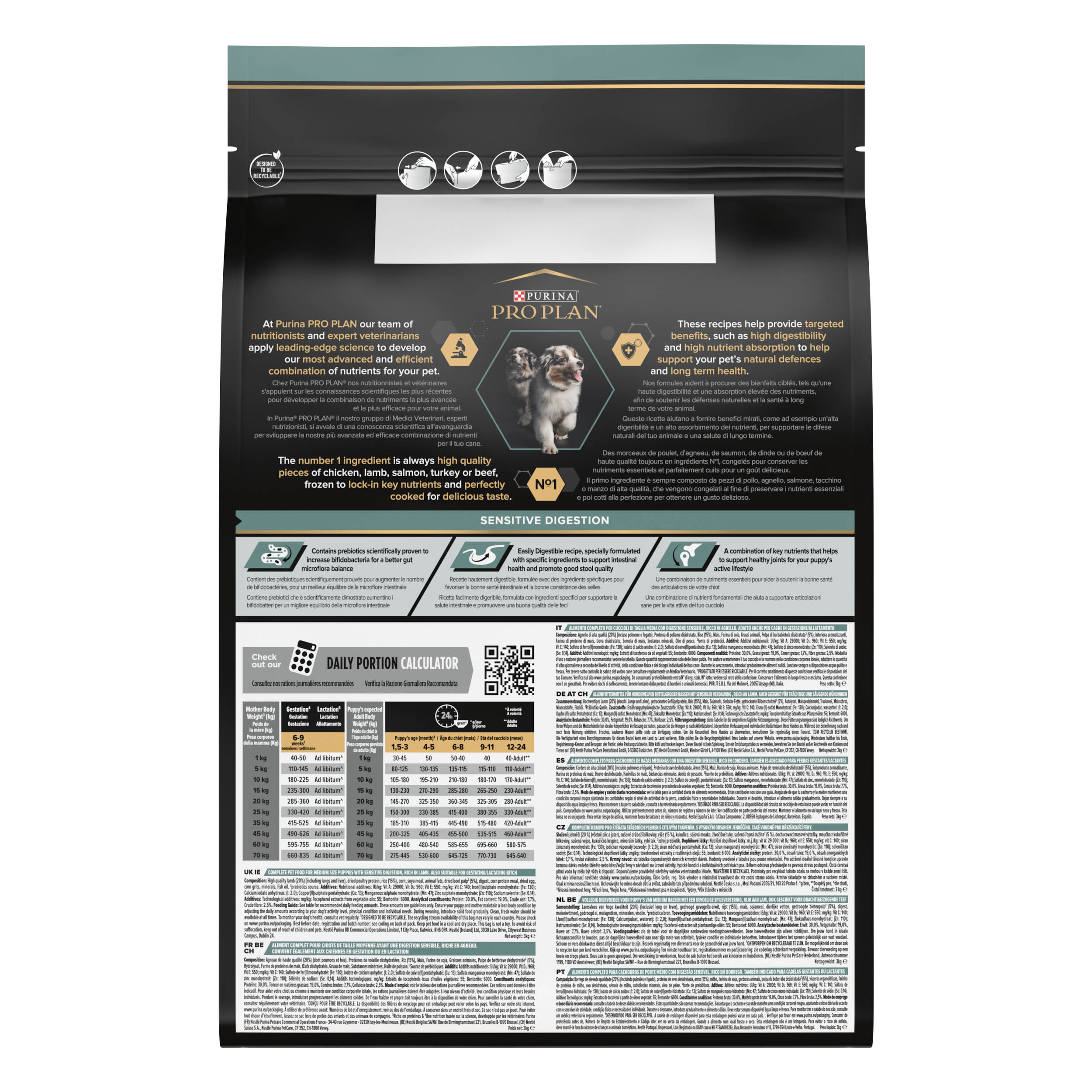 PRO PLAN Chien Medium Puppy Sensitive Digestion Agneau 3KG