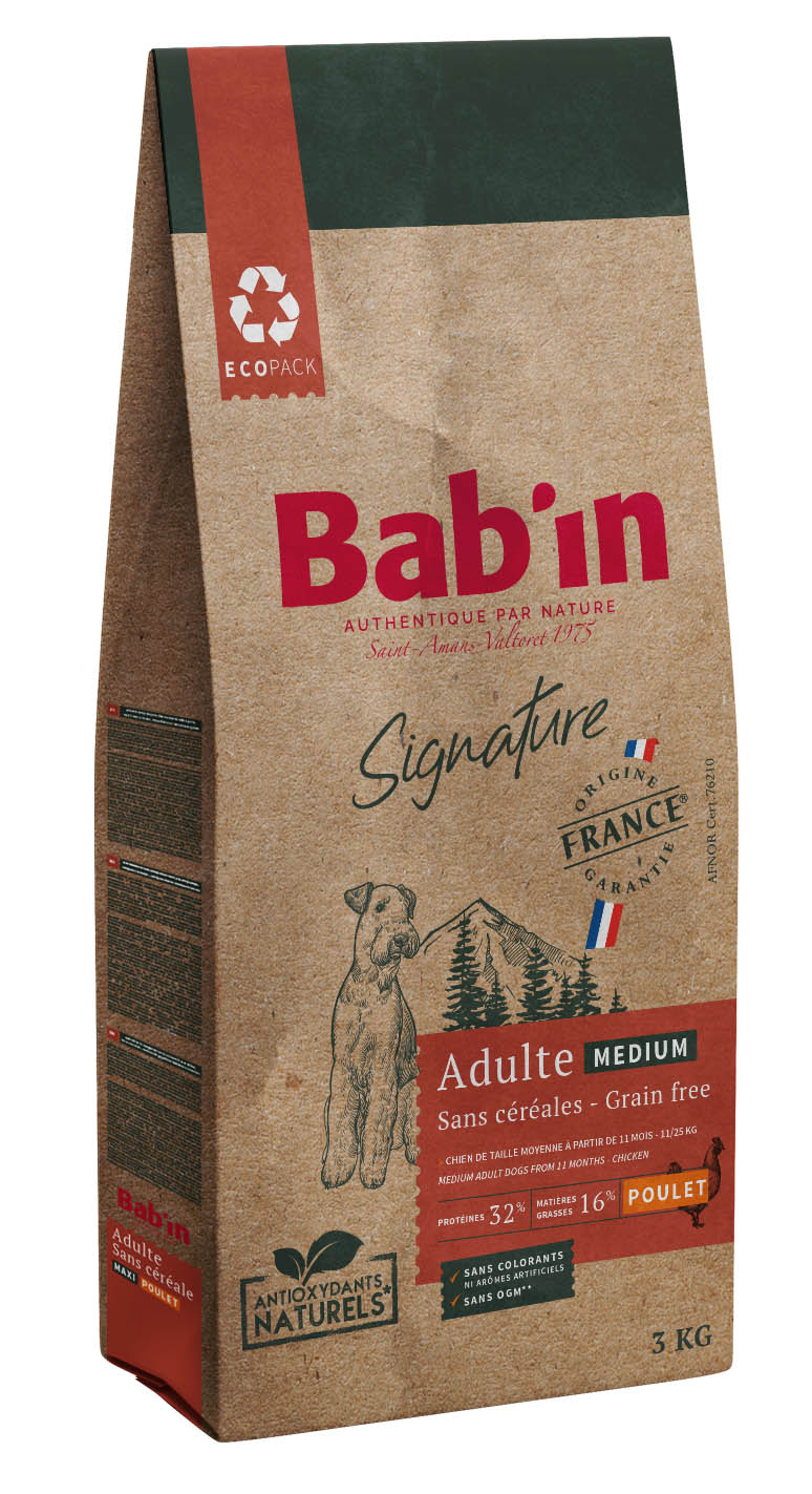 BAB'IN SIGNATURE SANS CEREALES MEDIUM ADULTE POULET 3 KG