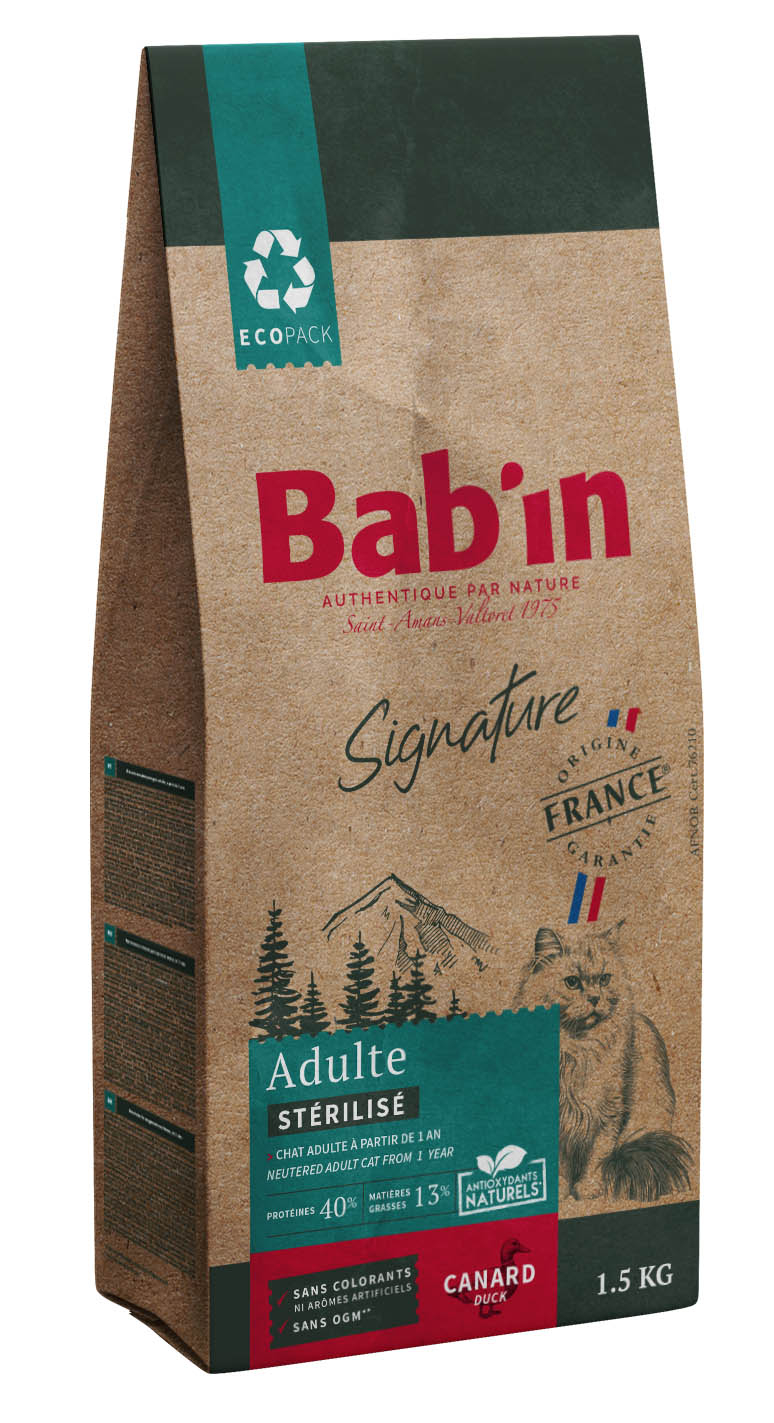 BAB'IN SIGNATURE CHAT ADULTE STERILISE CANARD 1.5 KG