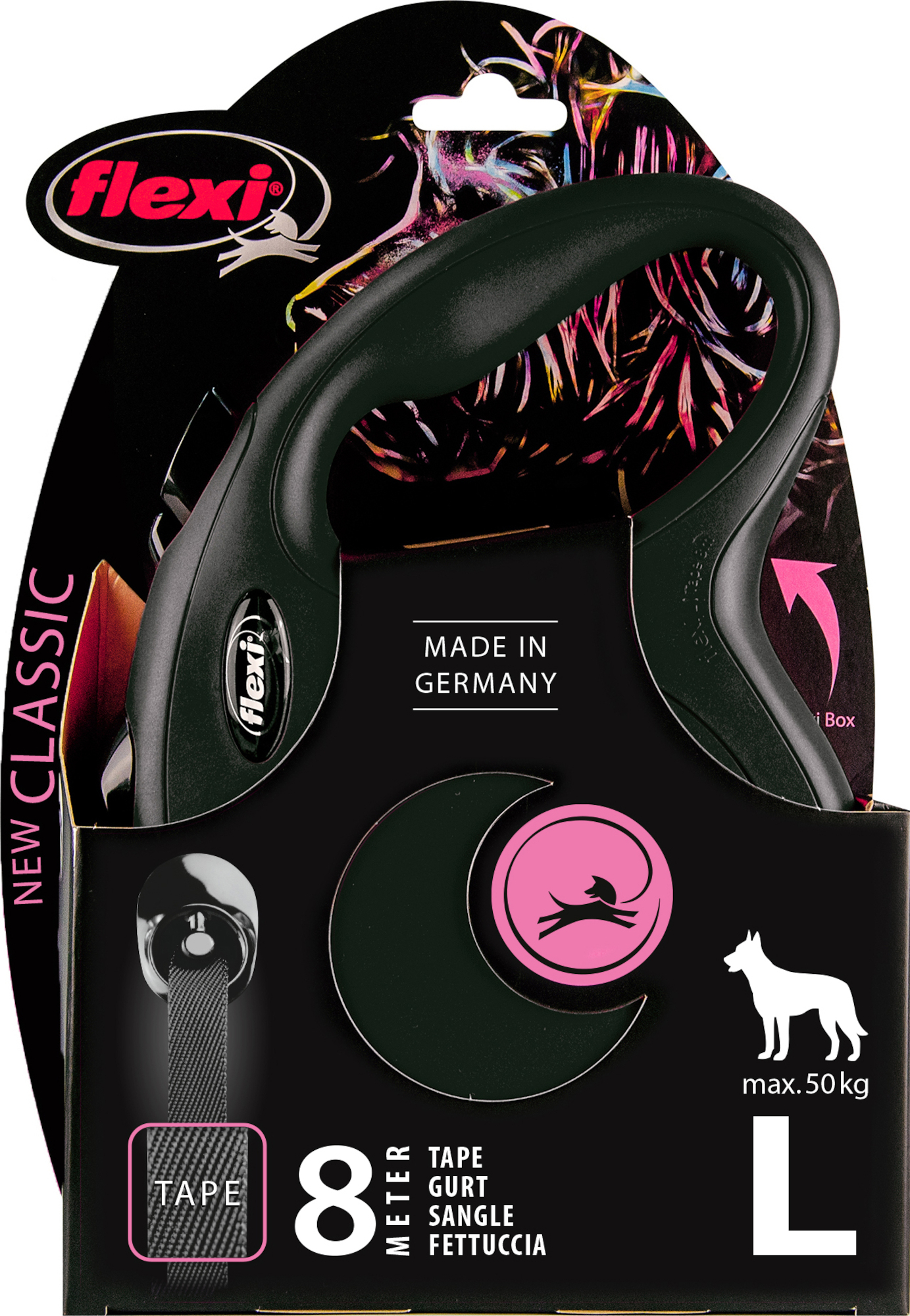 Flexi Laisse à enrouleur New Classic Tape Noir