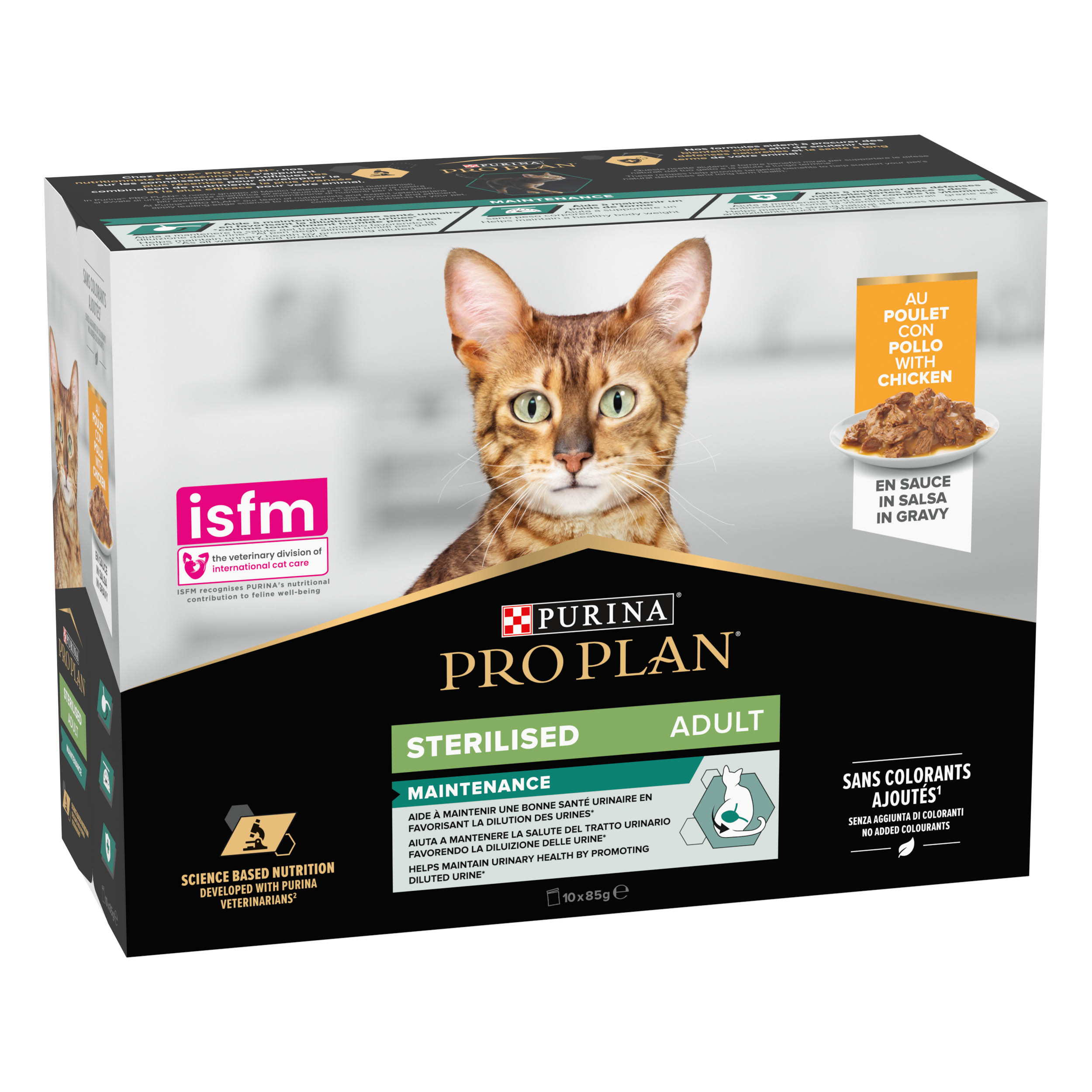 PRO PLAN POUR CHAT ADULTE STERILISE NOURRITURE HUMIDE POULET - POCHONS 10 X 85G