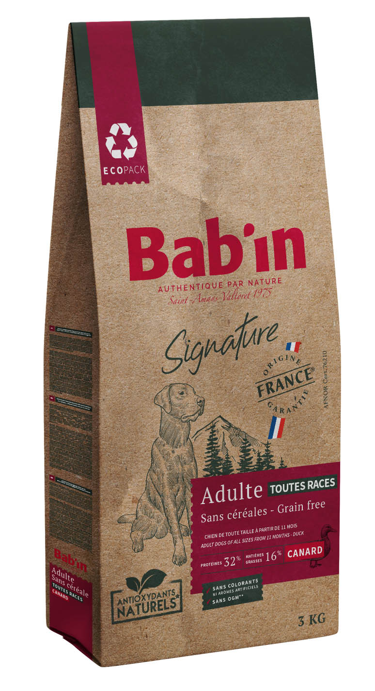 BAB'IN SIGNATURE SANS CEREALES ADULTE CANARD (tte race) 3 KG