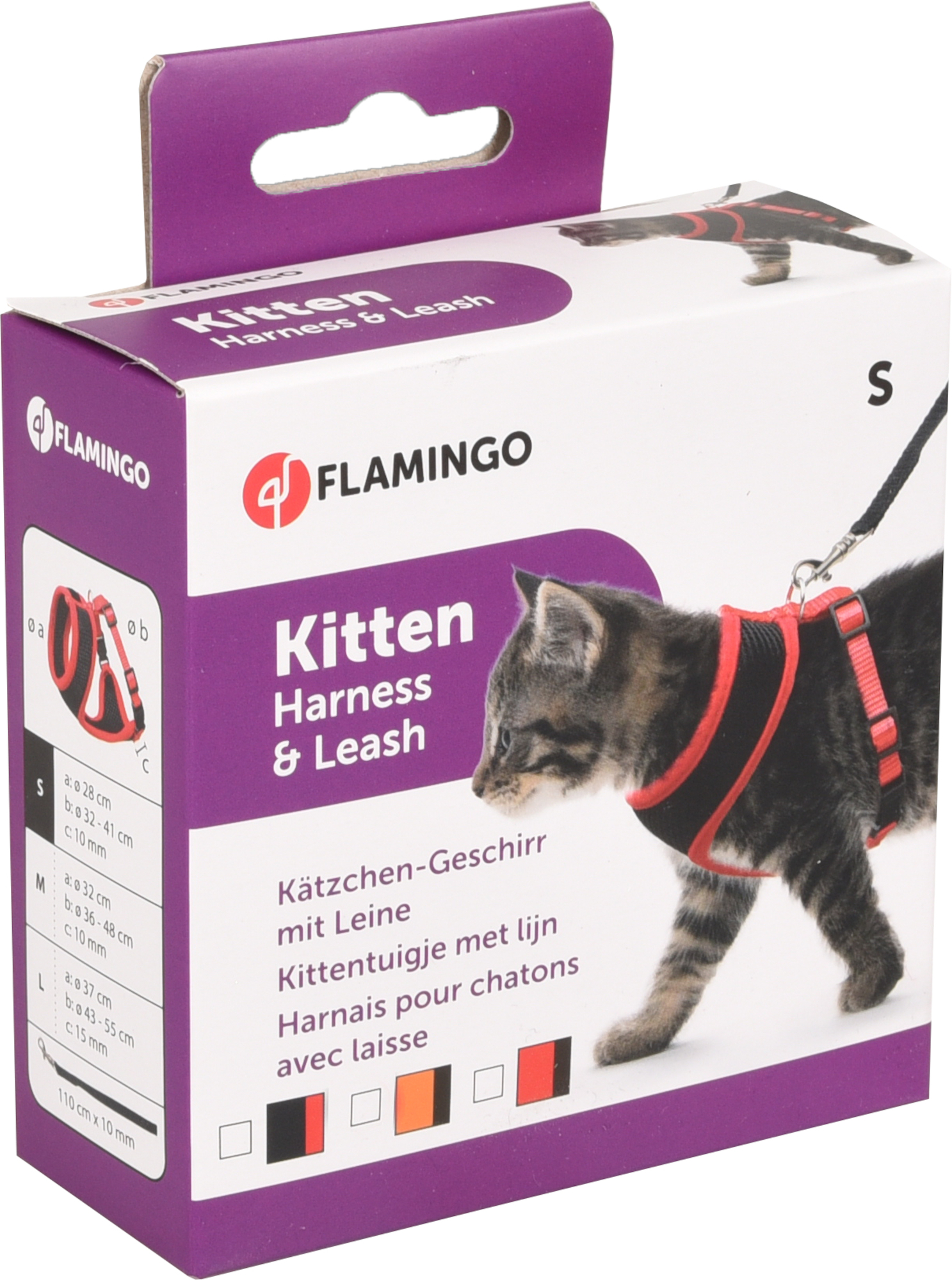 Harnais avec laisse Chaton Harms Noir & Rouge