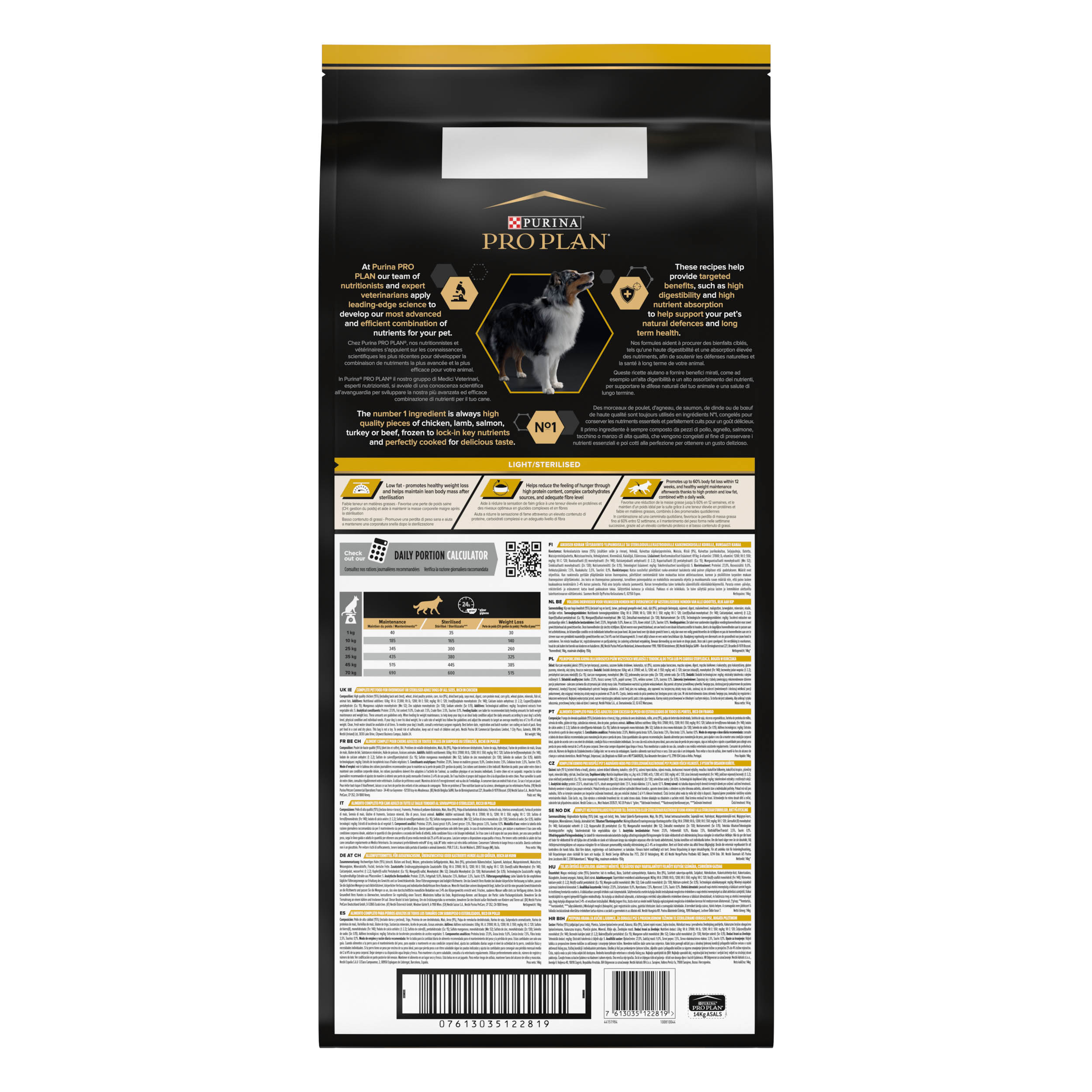 PRO PLAN Chien All Sizes Adult Light/Sterilised Poulet 14KG