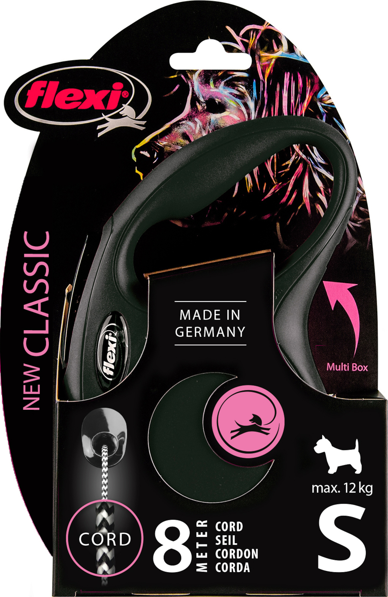 Flexi Laisse à enrouleur New Classic Cord Noir