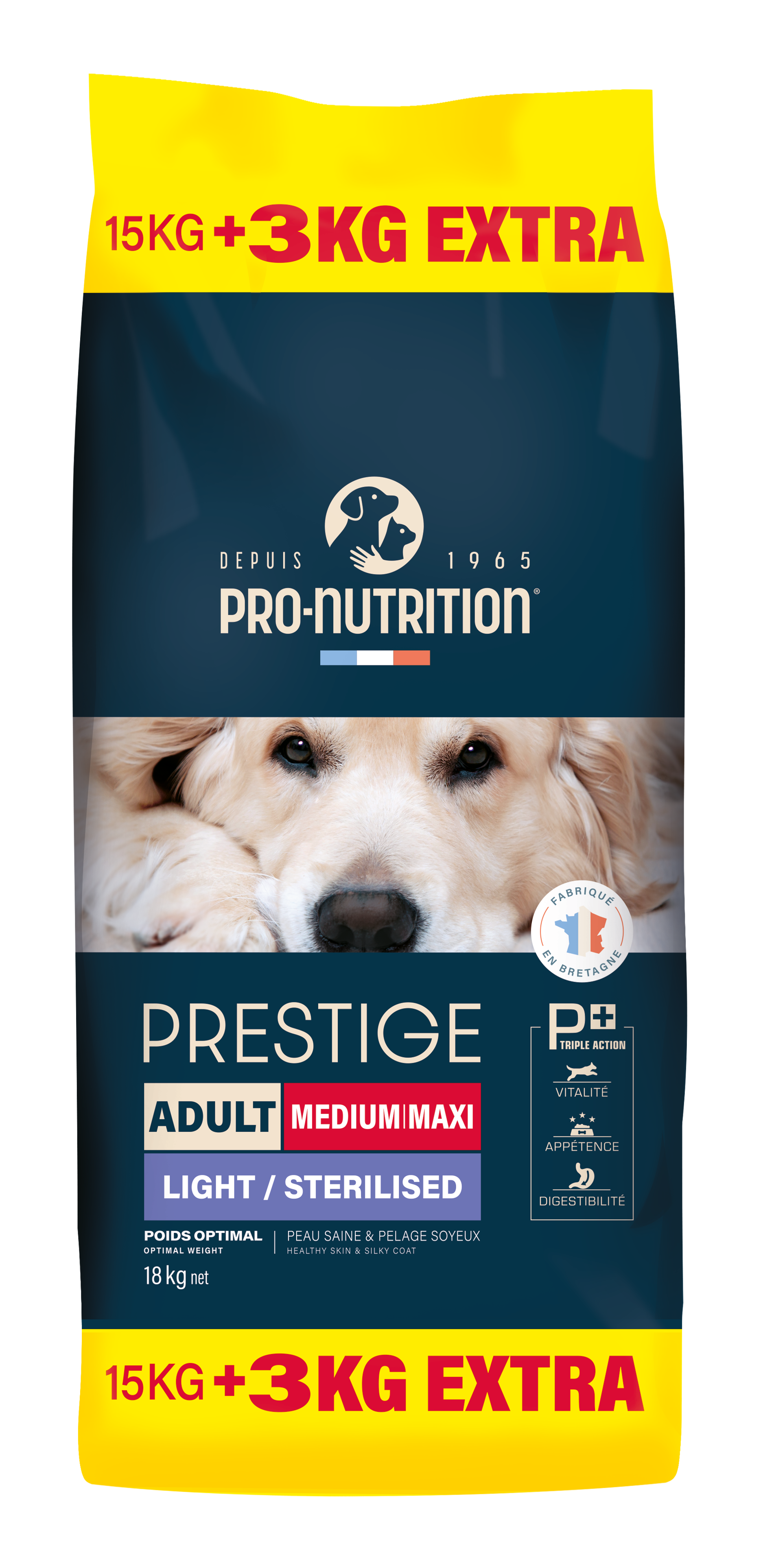 PRESTIGE CHIEN ADULT MEDIUM MAXI LIGHT STERILISED 15KG+3KG