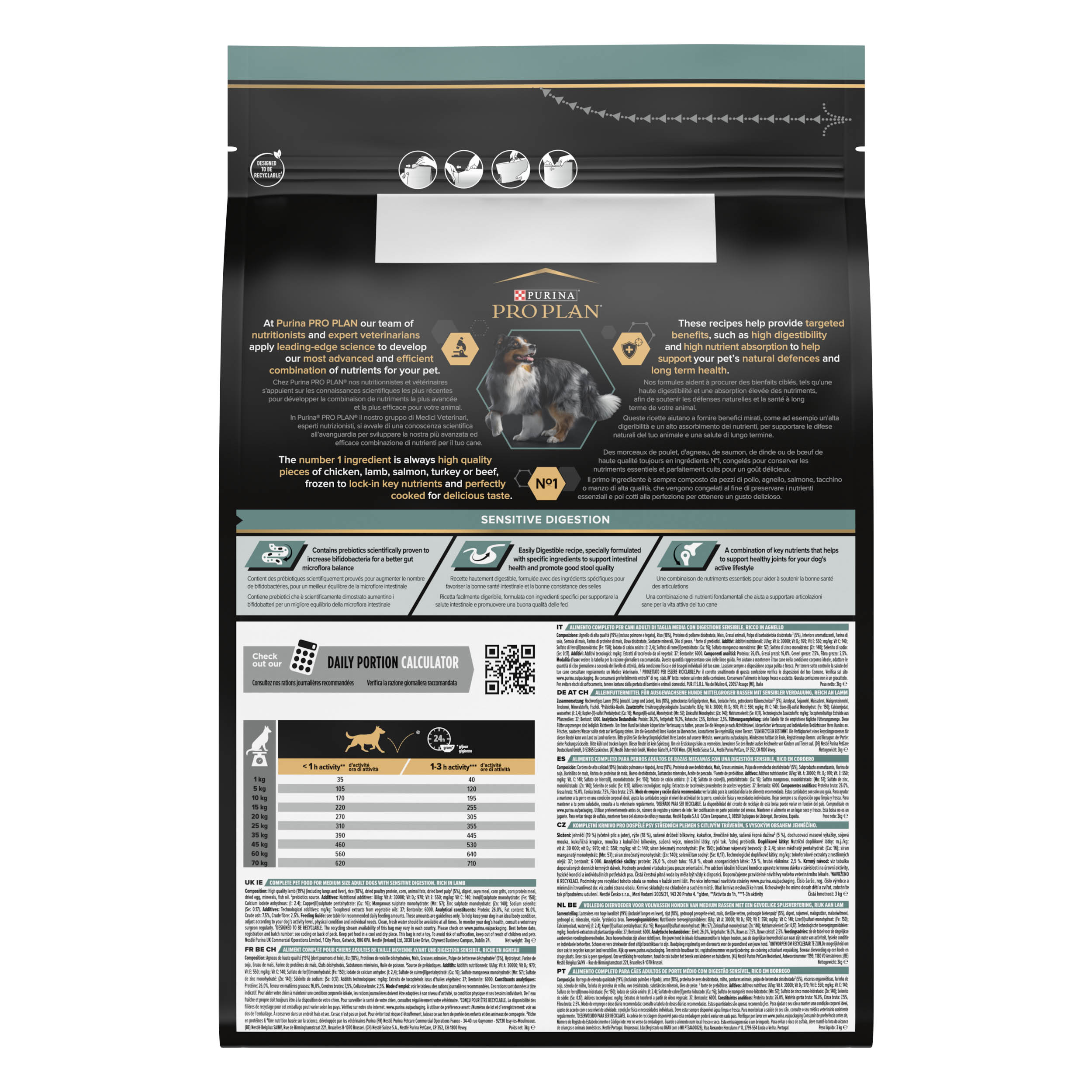 PRO PLAN Chien Medium Adult Sensitive Digestion Agneau 3KG